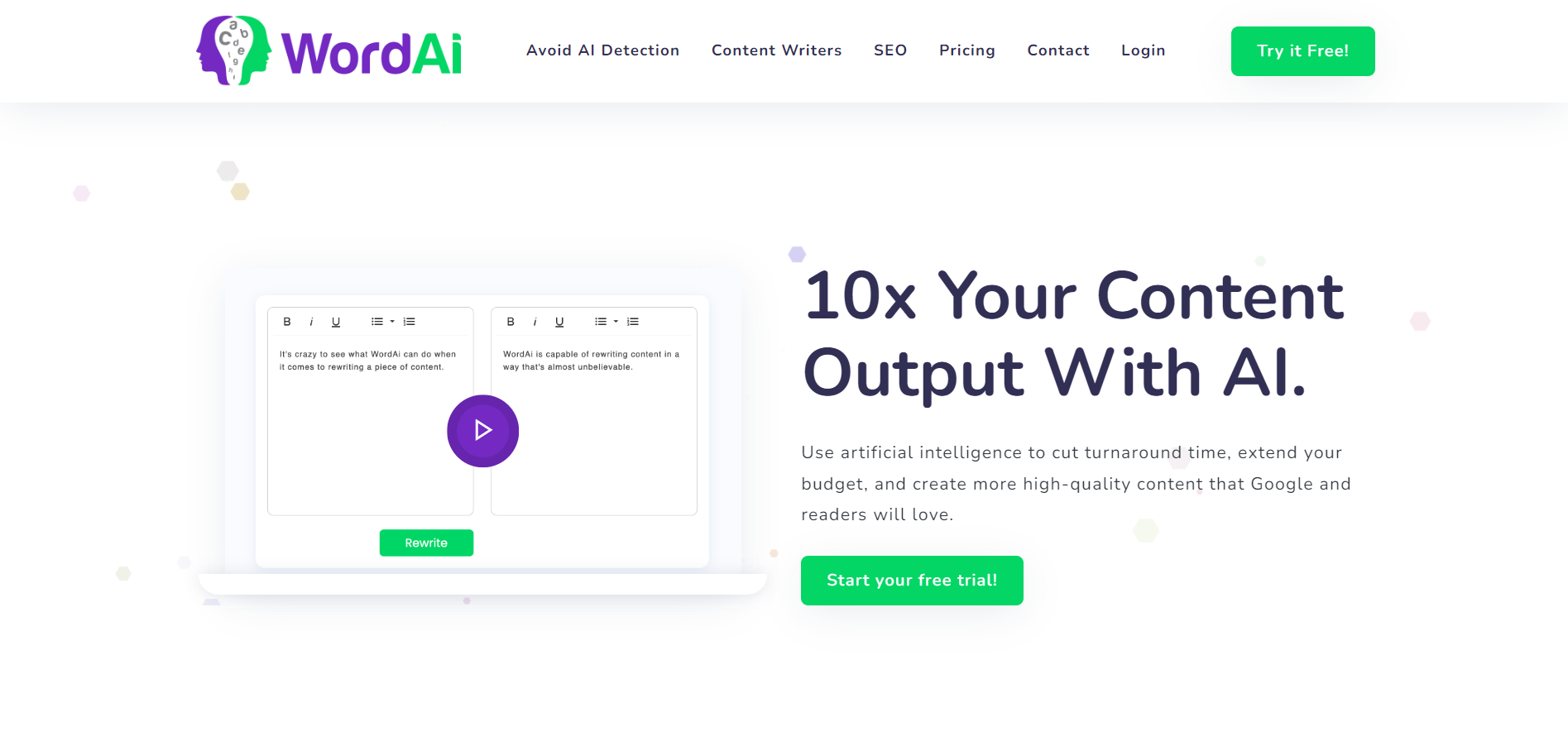 Powerful tool for rewriting text with AI technology